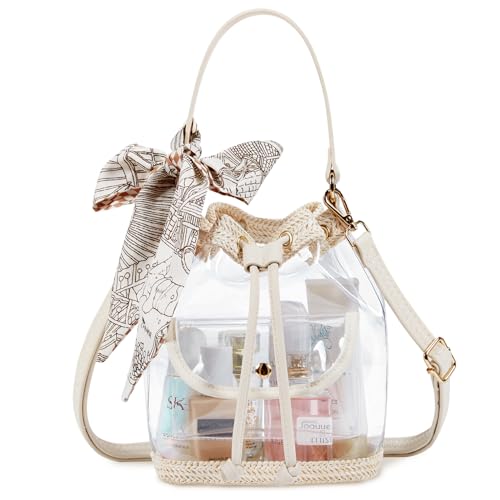 Image of Missnine Clear Bag for Stadium Approved, Clear Crossbody Bucket Bag Transparent PVC Purse for Women, Concert Stadium Events