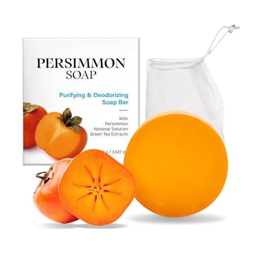 Rhoms Soap Rhoms Persimmon Soap for Nonenal Persimmon Soap for Old People Smell Deodorant Bath Bar for Men & Women Removes Odors Deep Cleansing Face & Body Bar