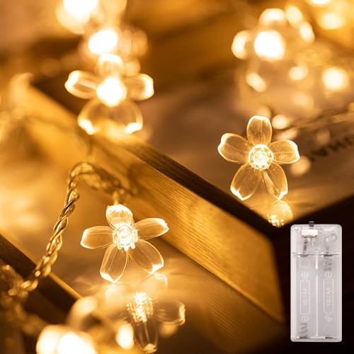 ENLACE Lichterkette Blumen, 2M 10 LED Kirschblüten Lichterketten...