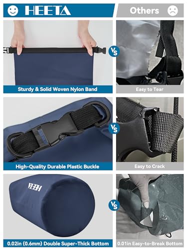 Image of HEETA Waterproof Dry Bag for Women Men, 5L /10L /20L /30L /40L Roll Top Lightweight Dry Storage Bag Backpack with Emergency Whistle for Travel, Kayaking, Boating, Camping, Beach, Cruise Ship Essentials