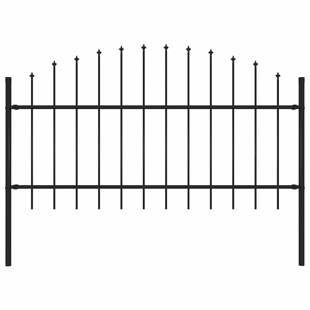 Valla de jardín con punta de lanza de acero, 181 x 125 cm, color negro, 1 elemento de valla, 2 postes, frontera de jardín