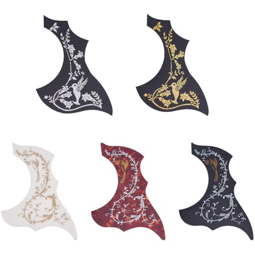 SUPERFINDINGS 5 Pièces 5 Styles Protège-Médiator de Guitare Acoustique Plaque de Protection Anti-Rayures Autocollante Protège-Médiator Plaque Anti-Rayures...