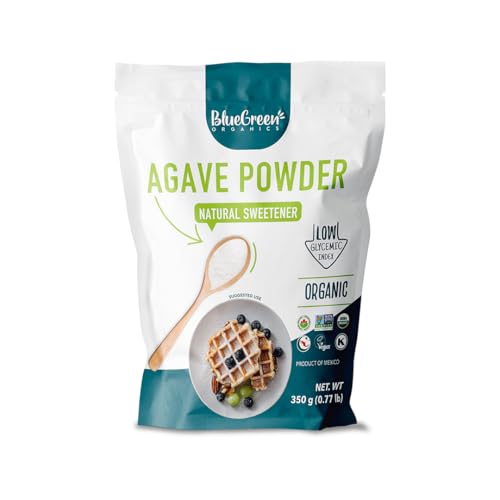 Image of BLUE GREEN ORGANICS Organic Agave Sugar (Powder Form) - Low Glycemic Sweetener Alternative - Keto, Vegan, Gluten Free - Natural Sugar Substitute - 0.77 lb