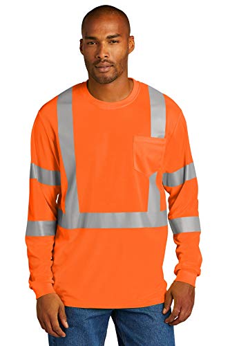 Cornerstone ANSI 107 Class 3 Mesh Long Sleeve Tee, Safety Orange, 5XL