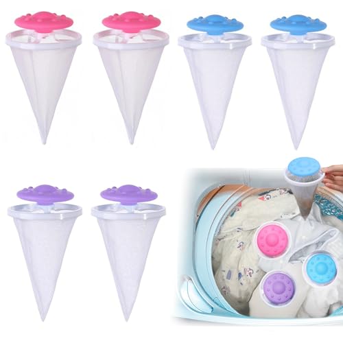 6 Pcs Pet Hair Remover Washing Machine, Reusable Pet Hair Dissolver Washing Machine Cat Dog Laundry and Floating Hairs Filtering Mesh Remover