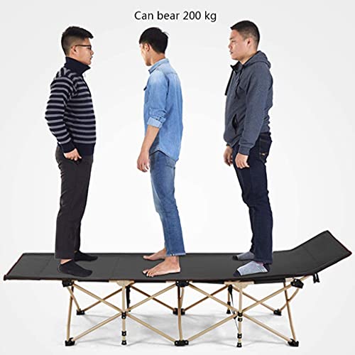 Image of Folding Camping Cot, Portable Folding Camping Bed Ultralight Compact Deck Chair Summer Beach Office Lunch Break Single Nap Bed