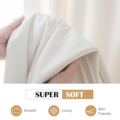 Beauoop Cream Velvet Curtains for Bedroom Living Room 52x108 2 Panels by Beauoop - Image 6