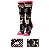 Zmart Funny Cat Gifts for Cat Lovers for Women Mom, Novelty Knee High Cat Socks Crazy Silly Fun Socks for Girls