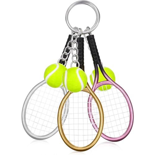 Toddmomy 3 Piezas Mini Raqueta de Tenis Llaveros Creativos Llaveros Con Pelota De Tenis Y Raqueta Colgante Llavero Adornos Colgantes Decoraciones, como en la imagen, M