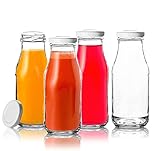 saftflaschen kaufen ZUM MITNEHMEN - Die Glasflasche kann auch hervorragend als Trinkflasche genutzt werden. Schonmal daran gedacht, einen frischen selbstgemachten Smoothie mit auf die Arbeit zu nehmen? Hiermit überhaupt kein Problem. Sie hat einen weiten ausgeprägten Hals, der ergonomisch sehr gut in jede Hand passt. Aufgrund der kompakten Größe passen die Flaschen auch ideal in kleine Taschen, Rücksäcke oder Handtaschen.