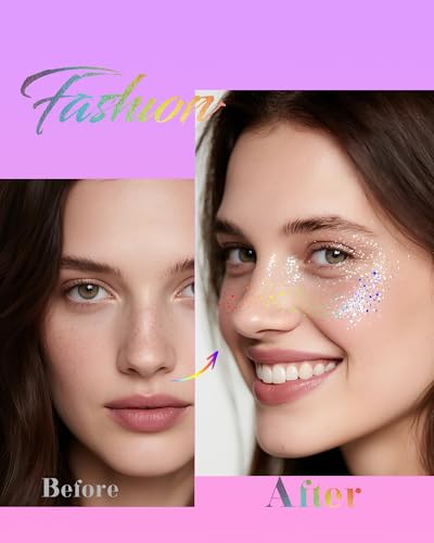 Image of Makeup Patches, Holographic Multichrome Stickers Temporary Face Tattoos, Body Face Glitter for Women Girls, Country Concerts Singer Festival Rave Accessories (iridescent - 10 pcs)