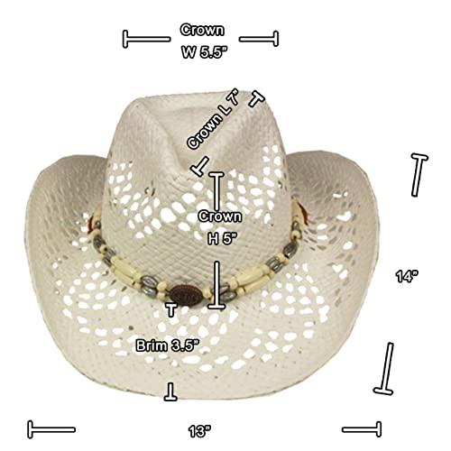 Image of SILVERFEVER Straw Cowboy Hat Cowgirl Hats Men Women Sun Hat Sombreros Vagueros Classic Western Accents Sombreros