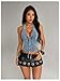 MakeMeChic Women's Denim Halter Corset Tops Y2K Jean Lace Up Vest Tops Sleeveless Shirred Tie Backless Top Dark Wash X-Small