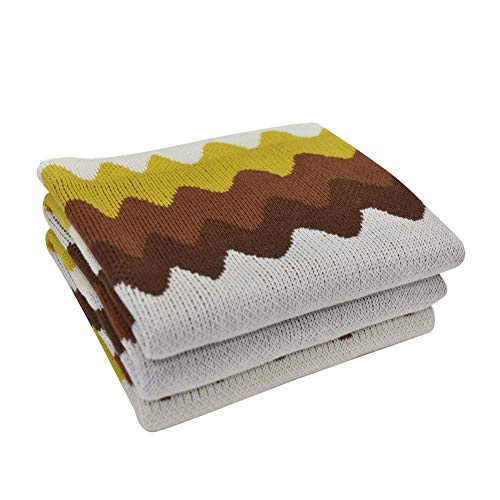 Fy Fiber House Luxury Knitted Throw Blanket For Couch With Decorative Wave Multi Color,51 By 67-Inch #TOP6