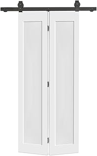 30 in. x 80 in. 1 Panel Shaker Hollow Core White Composite Bi-Fold Door ...