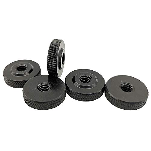 M4 Rändelmutter Niedrige Form,Aluminium,20 Stück, Schwarz Cover