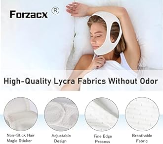 Chin Strap for Cpap Users Anti Snoring Devices - Forzacx Breathable Cpap Chin Strap Snoring Solution, Soft Non-Stick Hair Snore Stopper, Elastic Easy to Wear - White