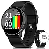 ⌚【RELOJ INTELIGENTE -FUNCIÓN MÚLTIPLE】Este smartwatch es sencillo para controlar nuestra actividad diaria, proporcionándonos de información de monitor rítmo de cardíaca, horas de sueño, presión arterial, oxígeno en la sangre, modos de ejercicios y gps, notificaciones inteligentes, alarma de sedentarismo, control de cámara y música, cronómetro, contador de pasos, calorías, distancia ect. Ofrecer una experiencia de fitness inolvidable para mujer y hombre.