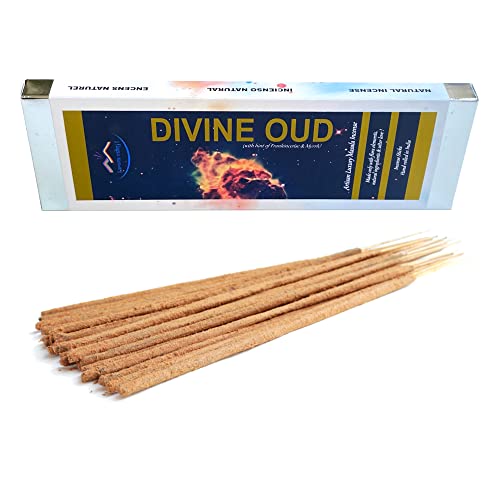 Aroma Valley Divine Oud (Agarwood) Incense Sticks - Artisan Luxury Masala Incense - Agarwood with hint of Frankincense and Myrrh - Handcrafted - Divine Scent for Home, Meditation & Aromatherapy