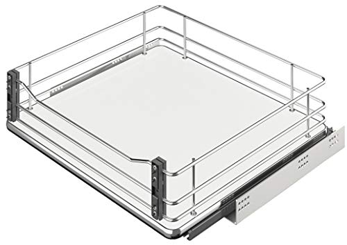 GedoTec Unterschrank-Frontauszug Schrankauszug mit Tablar-Boden | Vollauszug mit Soft-Closing Dämpfung | Küchen-Auszug für Korpusbreite: 600 mm | Tragkraft: 30 kg | 1 Garnitur Holz-Auszugsboden