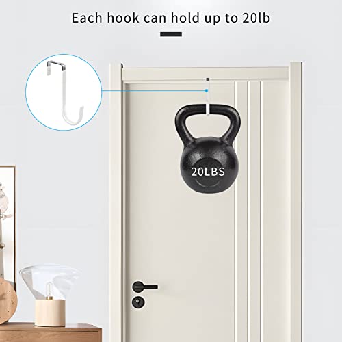 FYY-Over-The-Door-Hooks-4-Pack-Hangers-Hooks-with-Rubber-Prevent-Scratches-Heavy-Duty-Organizer-for-Living-Room-Bathroom-Bedroom-Kitchen-Hanging-Clothes-Towels-Hats-Coats-Bags-White