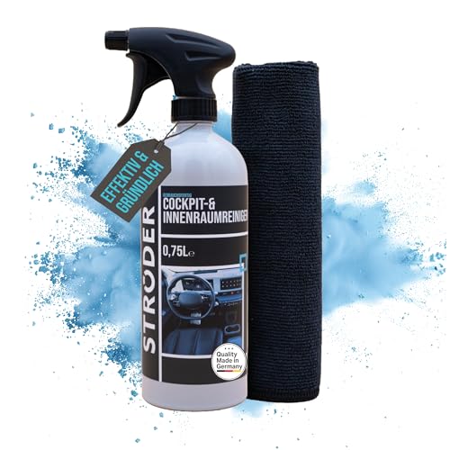 STRÖDER® - Auto Innenraum Reiniger I 750ml Innenraumreiniger für eine Effektive Auto- und Cockpitpflege I Sprühflasche für Kunststoff-, Vinyl- & Lederoberflächen
