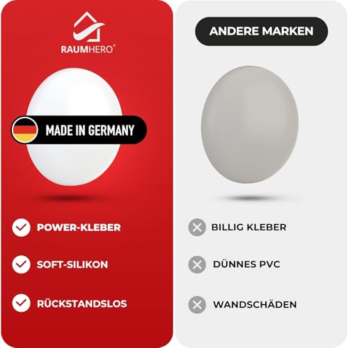 Raumhero 12x Türstopper Wand selbstklebend - (Made in Germany) - Türpuffer Wand - Idealer Wandschutz - Door Stopper, Wandpuffer, Türgriff Stopper