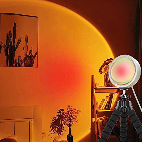 Youoklight Sunset Lamp Tripod Sunset Lamp Projector White Lamp Cap 10 W Led Sunset Lamp For Bedroom 360 Degree Rotation For Photography Party Home Living Room Bedroom Decor, Sunset Red #TOP5
