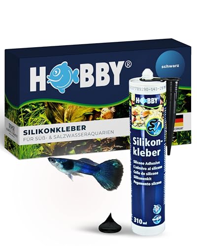 HOBBY Aquaristik Silikonkleber I 310 ml Kartusche I hochelastischer Silikon für Aquarien I alterungs- & witterungsbeständiger Aquarien-Silikon I Aquarienkleber UV- & temperaturresistent I schwarz