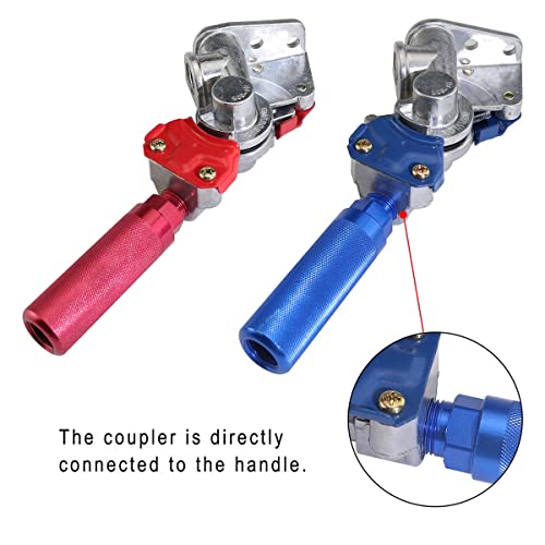 Kootans Service And Emergency Glad Hands And Anodized Aluminum Extension Handles Grips Set For Semi Truck Trailer Tractor Rvs, Air Brake Coupling Handshake, Gladhands Connector #TOP6