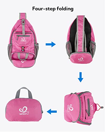 Image of WATERFLY Packable Small Crossbody Sling Backpack Shoulder Chest Bag Daypack for Hiking Traveling | Foldable design, Phone pocket, Water-resistant, Adjustable strap, Breathable back pad, Small hiking bag, Travel essentials