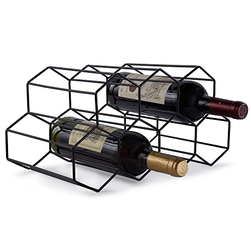 Fomansh Botellero De Vino Apilable De Metal,Soporte Para Estante Para Botellas De Vino,Almacenamiento De Vino De Mesa Para Exhibición,Organizador De Vinos Para Hogar,Cocina,Bar,Negro, 2 Niveles