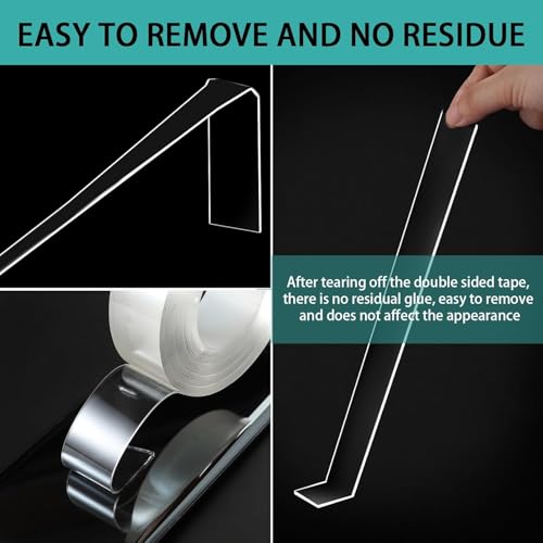 Double Sided Tape Heavy Duty - Nano Removable Adhesive Mounting Tape Wall Decor, Clear Sticky Picture Hanging Transparent WallTapes Strips for Poster Carpet Art Craft Home Office School (0.5"x10FT) — view 2