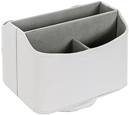 UnionBasic 360 Degrees Rotatable Remote Control/Controller Organizer, Spinning TV Guide/Mail/Media Desktop Organizer Caddy Holder (Marble White)