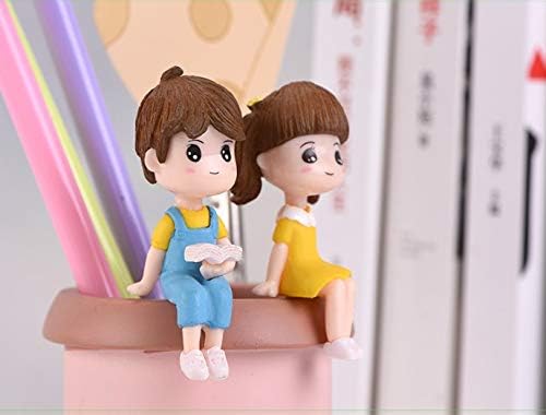 BHOOLU&GOOLU Plastic Sweety Lovers Couple Reading Style Figurine Miniature- Style 15 - (2 Pcs/Set, Multicolor)