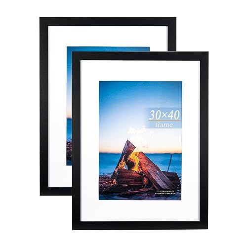 Black Wooden Picture Frame 12x16 with Mount for A4 print, Set of 2,12x16 Inch
