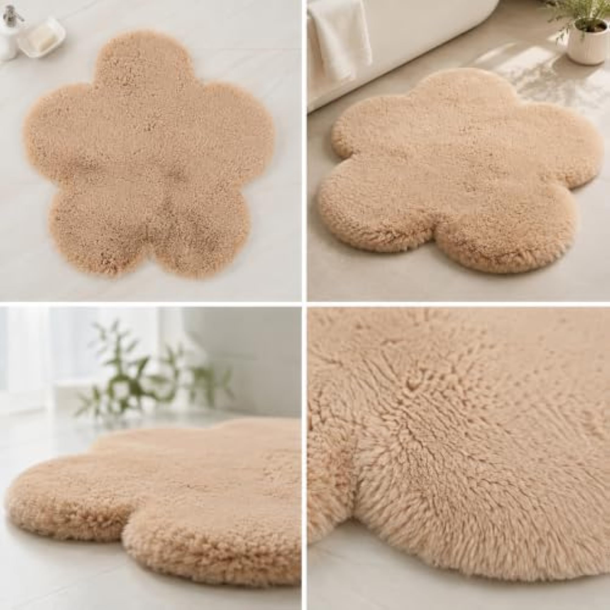 Soft Rabbit Fur Bath Mat, Ivory