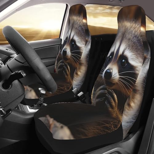 Housses de siège de voiture au tissu respirant et motif raton laveur mignon pour tout SUV