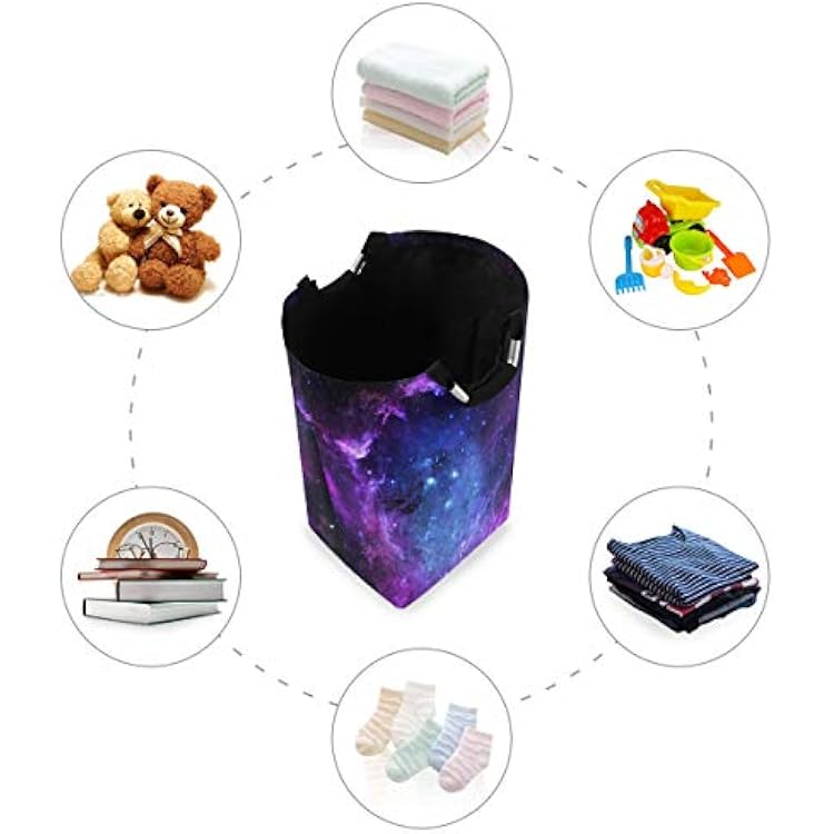 senya Large Laundry Basket Shopping Foldable Clothes Bag Collapsible Fabric Laundry Hamper Folding Washing Bin (Galaxy Nebula Space)