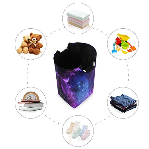 Image of senya Large Laundry Basket Shopping Foldable Clothes Bag Collapsible Fabric Laundry Hamper Folding Washing Bin (Galaxy Nebula Space)