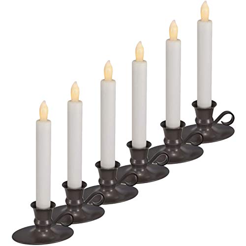 Mark Feldstein LED Taper Candles, White Acrylic 8 in, Set of 6