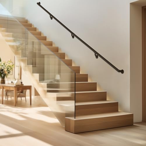 Meranti Aluminum Handrail for Stairs - ADA Compliant Wall Returns - Handrails for Indoor Stairs - Metal Handrail, Powder Coated for Outdoor Environment, DIY Handrail Kit (WHR, Bronze Textured, 10' L) by Meranti Home + Garden - Image 8