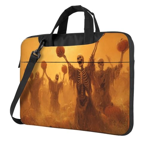 Sac d'ordinateur portable 15,6 pouces et housse rembourrée homme femme citrouille squelette