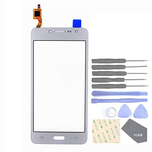 VEKIR Repuestos de teléfonos celulares para Samsung Galaxy J2 Prime Grand Prime Plus G532F G532M G532G Panel de Vidrio de Pantalla táctil(Silver)