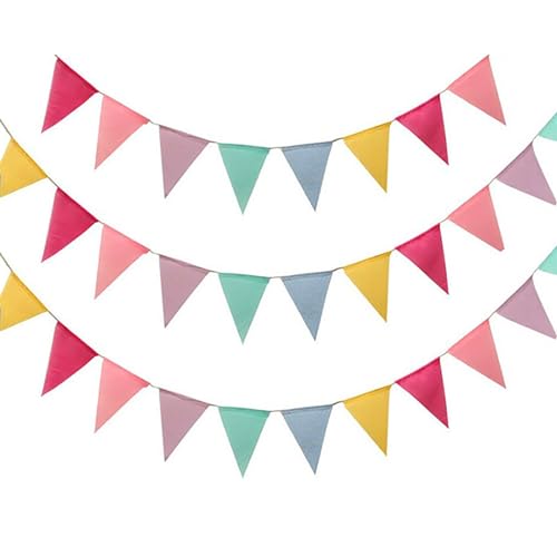 Tazweeq 42 PCS Multicolor Pennant Banner Bunting Triangle Colorful Garland Flags for Party Hanging & Classroom Decoration, 6 Vibrant Colors, Adjustable Length