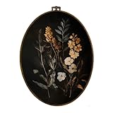 dvhdajed Dark Moody Fall Floral Oval Wall Art Decor, Dark Academia Botanical Framed Canvas Art, Gothic Cottagecore Wildflower Oval Wall Hanging Decor for Gallery Bedroom Living Room, 8.7x11.3 Inch