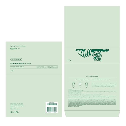 Image of VT COSMETICS CICA Reti-A Daily Mask 30 Sheets, Retinol Complex for Pore Minimizing, Skin Softening & Hydrating Facial Mask, Ideal for Retinol Beginners, Korean Face Mask