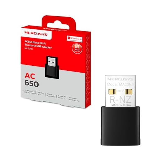 Mercusys TP-Link MA20NB Adattatore WiFi USB AC650Mbps con Bluetooth 5.0, Nano Chiavetta WiFi per PC Fisso, Dual Band 433/200 Mbps, WPA3, USB 2.0, Plug & Play, Compatibile Windows 11/10