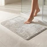 Alfombra de baño antideslizante Linosa I secador para entrada de alfombra mágica de microfibra I lavable a máquina alfombra de baño ducha alfombras modernas (50 x 80, beige)