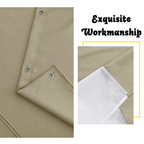 Nitceown Taupe Outdoor Curtains For Patio Waterproof, Top & Bottom Rustproof Grommet Canvas Texture With Soft Viole Sheer Privacy With Airy Heat & Rain Block For Gazebo, W15' X H8', 1 Piece #TOP7